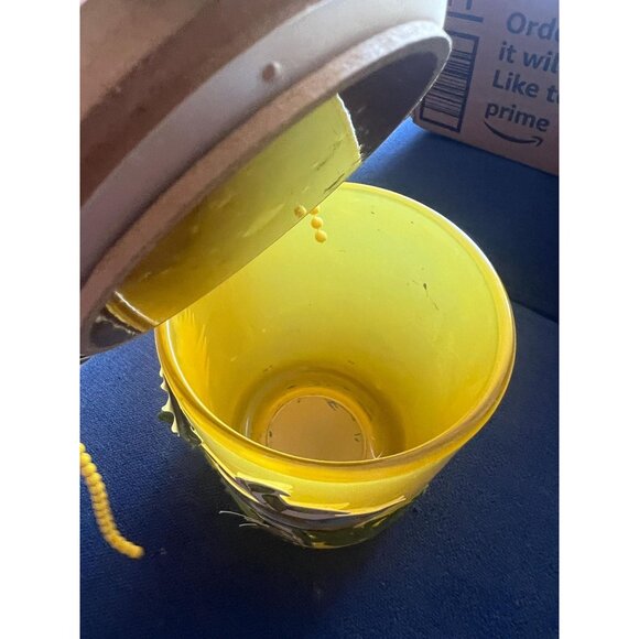 Blue Bird Upcycled Assemblage Art Upcycled Candle Holder Yellow Glass Storage - Picture 6 of 10